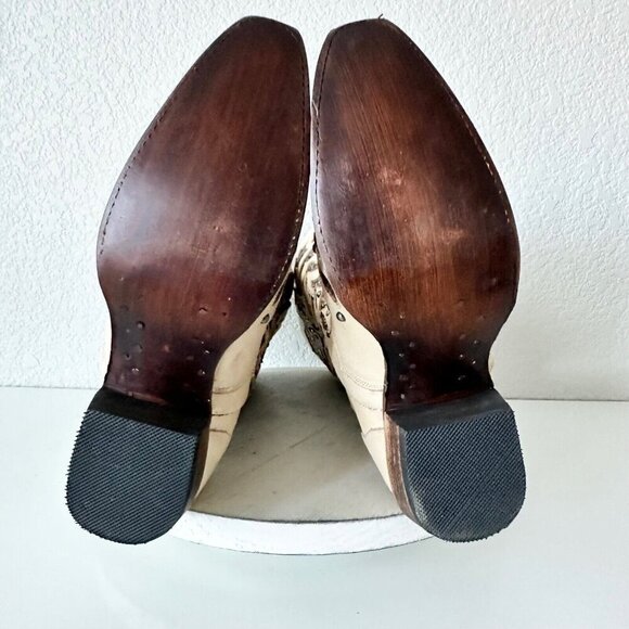 NEW Lane Womens Cowboy Boots 6 Tan Gold Western Cowgirl Mid Calf Pointed Toe - Picture 10 of 14